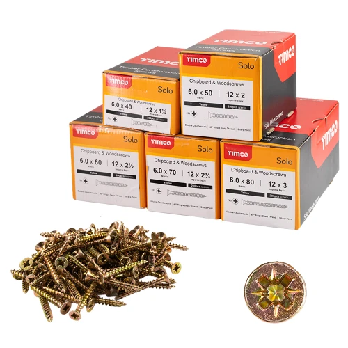 Timco 6.0mm Short Zinc Yellow Passivated Wood Screw Bundle - Pack of 1000 image