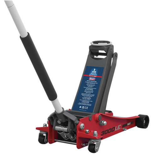 Sealey Low Profile Trolley Jack with Rocket Lift 3 Tonne - Red image