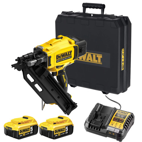 Dewalt DCN930P2 18V XR Brushless First Fix 90mm Framing Nailer, 2x 5.0Ah Batteries, Charger & Case image