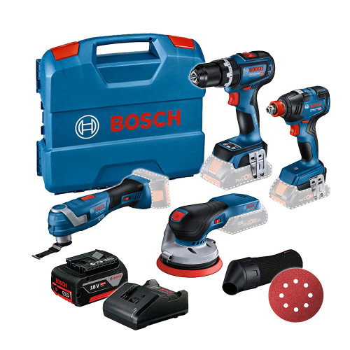 Bosch 4 Piece 18V Brushless Power Tool Kit, 1x 5.0Ah Battery & Charger image