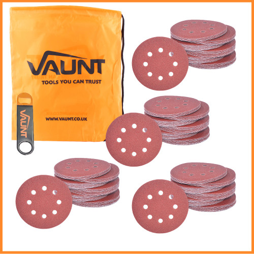 Vaunt 200 Piece 125mm Sanding Discs Pack, Bottle Opener & Drawstring Bag image