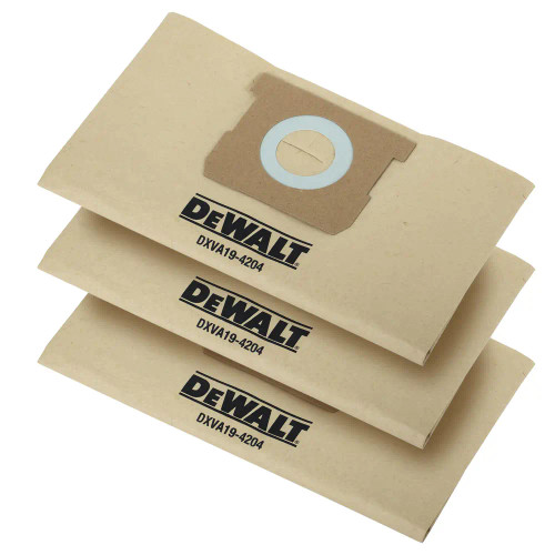 Dewalt DXVA19-4204 Wet & Dry Vacuum Cleaner Dust Bags 20-30L - Pack of 3 image