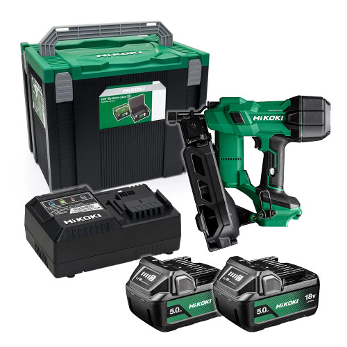 Hikoki NV1845DAJXZ 18V Brushless Coil Nailer, 2x 2.0Ah Batteries, Charger & Case image