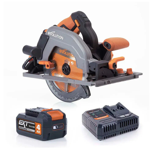 Evolution R185CCSX-Li 18V Brushless 185mm Track Compatible Circular Saw, 1x 4.0Ah Battery & Charger image