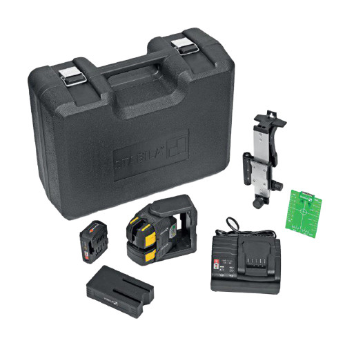 Stabila LAX 500 G Crossline Plumb Point Green Laser, SLB 500 Base, Target Plate, SWB10 Wall Bracket, 1x 2.0Ah Battery, Charger & Case image