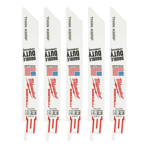 Milwaukee SAWZALL 150mm 18 TPI Thin Kerf Reciprocating Saw Blades for Metal (S922EF) - Pack of 5 image