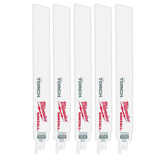 Milwaukee SAWZALL Heavy Duty TORCH 230mm 14TPI Reciprocating Saw Blades for Metal - Pack of 5 image