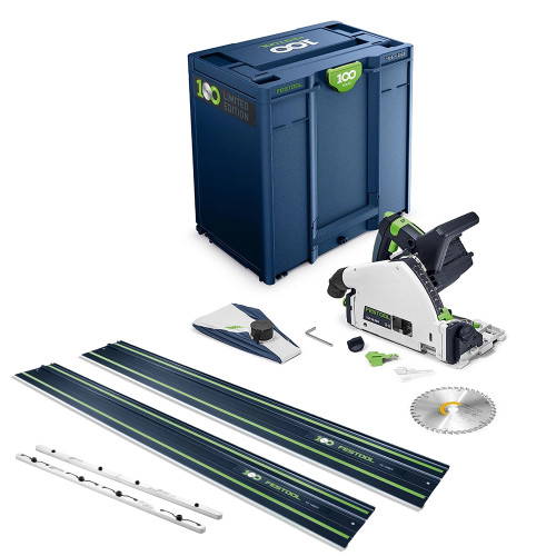 Festool 100 Years Limited Edition TSC 55 KEB 18V Brushless Plunge Saw - Body, Case, 2x Guide Rails & Connector Pieces image