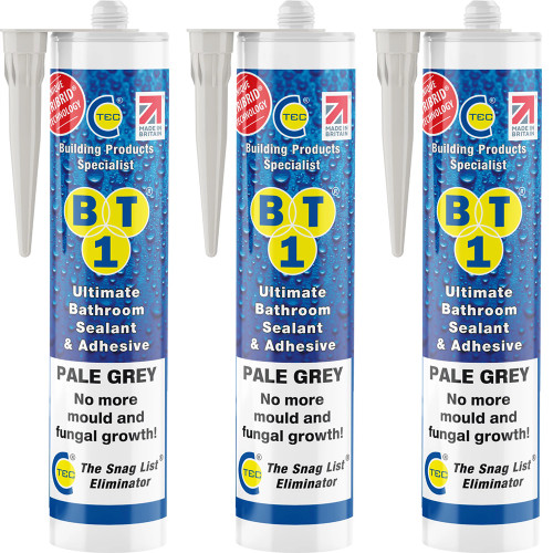 BT1 TRIBRID Ultimate Bathroom Sealant & Adhesive - 290ml Pale Grey - Pack of 3 image