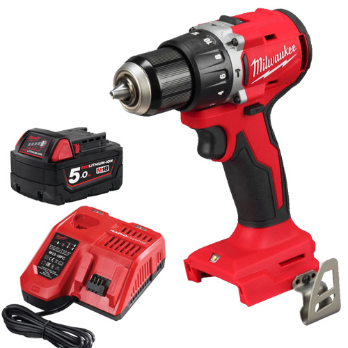 Milwaukee M18 BLPDRC 18V Brushless Combi Drill, 1x 5.0Ah Battery & Fast Charger image