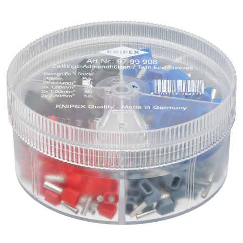 Knipex 97 99 908 Assortment Boxes with 200 Twin Wire Ferrules image Knipex 97 99 908 Assortment Boxes with 200 Twin Wire Ferrules image