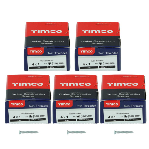 Timco 4 x 1'' Twin Woodscrew Zinc - Pack of 1000 image Timco 4 x 1'' Twin Woodscrew Zinc - Pack of 1000 image