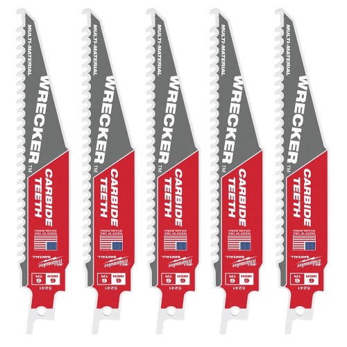 Milwaukee 150mm 6TPI Sawzall Heavy Duty WRECKER Demolition Blades - Pack of 5 image
