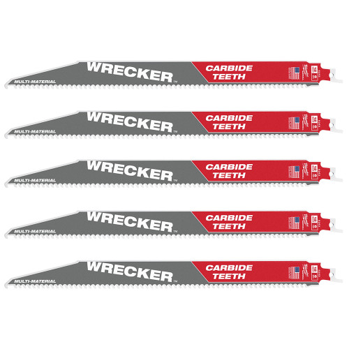 Milwaukee 300mm 6TPI Sawzall Heavy Duty WRECKER Demolition Blades - Pack of 5 image Milwaukee 300mm 6TPI Sawzall Heavy Duty WRECKER Demolition Blades - Pack of 5 image