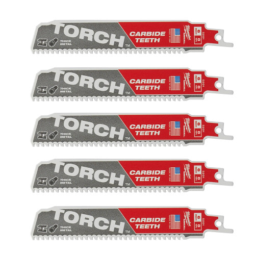 Milwaukee 150mm 10TPI Sawzall Heavy Duty TORCH Recip Blades - Pack of 5 image Milwaukee 150mm 10TPI Sawzall Heavy Duty TORCH Recip Blades - Pack of 5 image