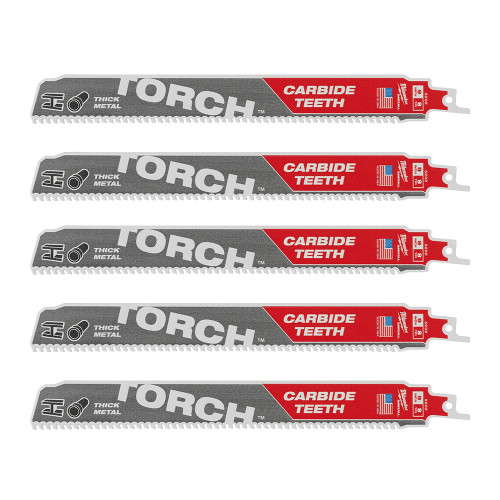 Milwaukee 230mm 10TPI Sawzall Heavy Duty TORCH Recip Blades - Pack of 5 image Milwaukee 230mm 10TPI Sawzall Heavy Duty TORCH Recip Blades - Pack of 5 image