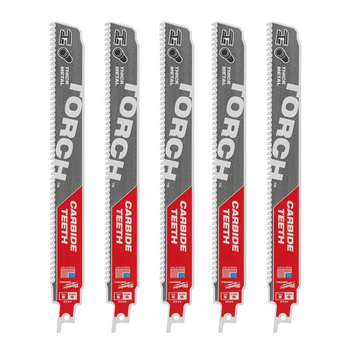 Milwaukee 230mm 10TPI Sawzall Heavy Duty TORCH Recip Blades - Pack of 5 image
