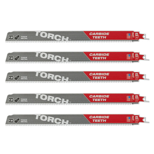 Milwaukee 300mm 10TPI Sawzall Heavy Duty TORCH Recip Blades - Pack of 5 image Milwaukee 300mm 10TPI Sawzall Heavy Duty TORCH Recip Blades - Pack of 5 image