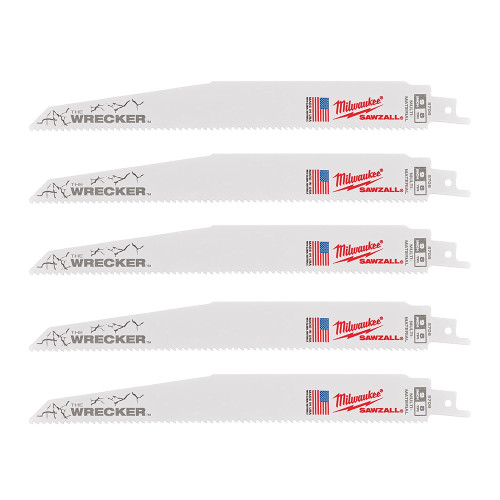 Milwaukee 230mm 7/11TPI Multi Material Heavy Duty WRECKER Recip Blades - Pack of 5 image Milwaukee 230mm 7/11TPI Multi Material Heavy Duty WRECKER Recip Blades - Pack of 5 image