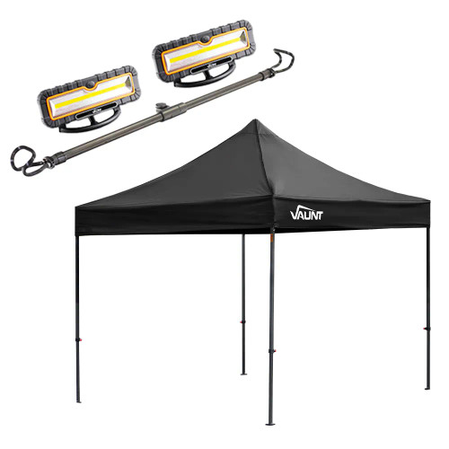 Vaunt 3m x 3m Steel Pop-Up Gazebo with Lighting Kit - Black image
