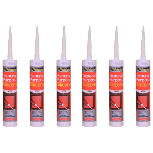 Everbuild General Purpose Clear Silicone Sealant, 280ml - Pack of 6 image