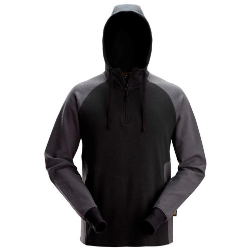 Snickers 2842 Two Coloured Half Zip Hoodie - Grey & Black image