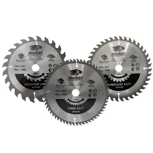 Walker 184mm x 30mm 24T/40T/60T Saw Blade - Pack of 3 image