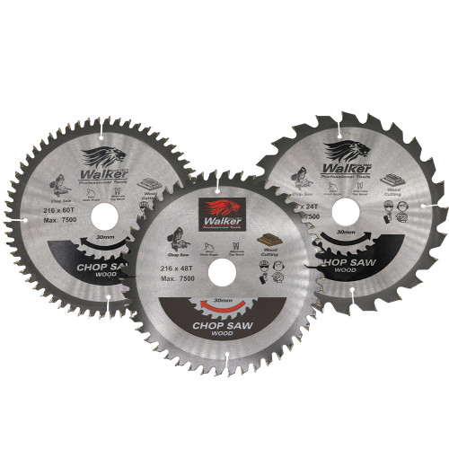 Walker 216mm x 30mm 24T/48T/60T Saw Blade - Pack of 3 image