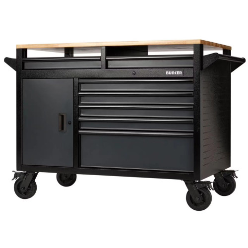BUNKER 14 Drawer Multi-Functional Workbench Roller Tool Cabinet 48'' - Grey image