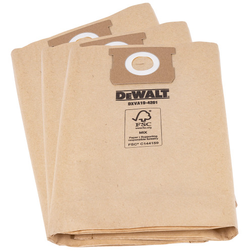 Dewal DXVA19-4201 Dust Bags for 23L-38L Vacuums - Pack of 3 image