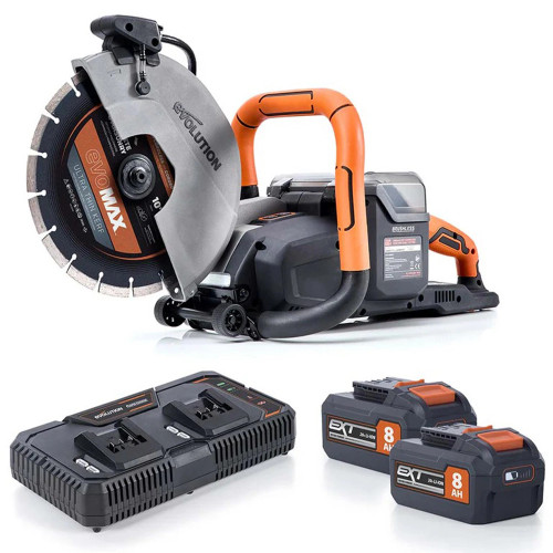 Evolution R260DCT-LI 18V Brushless 260mm Disc Cutter with Automatic Dust Suppression, 2x 8.0Ah Li-Ion Batteries & Dual Port Charger image