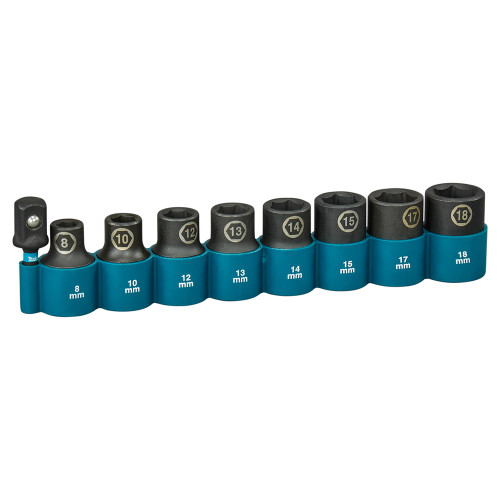 Makita E-16645 9 Piece 1/2'' Sq. Impact Socket Set with Hex Adapter image