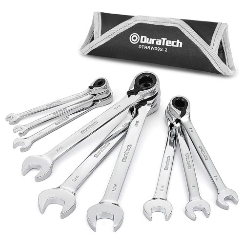 Duratech DTRRW09S-2 9 Piece Reversible Ratchet Combination Spanner Set image