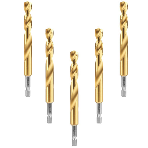 Milwaukee 10.5mm SHOCKWAVE HSS-G Tin Red Hex Drill Bits - Pack of 5 image
