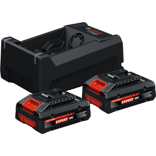 Bosch EXPERT Battery Starter Kit: 2x EXBA18V-40 4.0Ah 18V Tabless Li-Ion Batteries & GAL 12V/18V-80 Battery Charger image