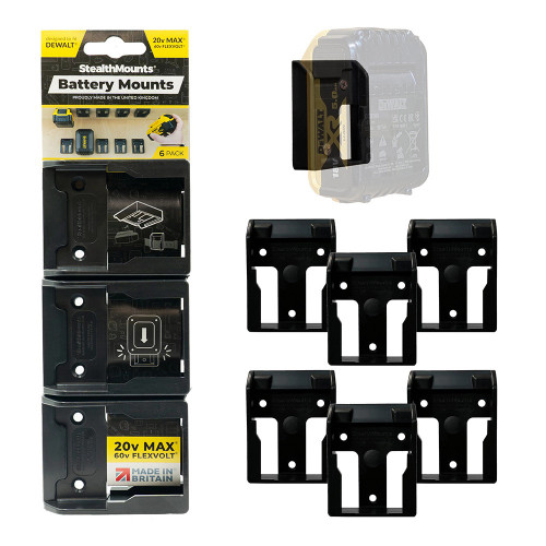 StealthMounts BLACK Battery Mounts for Dewalt 18V XR - Pack of 6 image