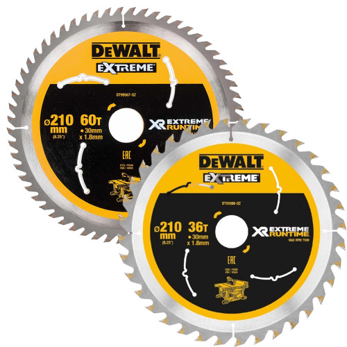 Dewalt DT99567-QZ 210mm x 30mm 36T/60T Extreme Runtime Saw Blade - Pack of 2 image