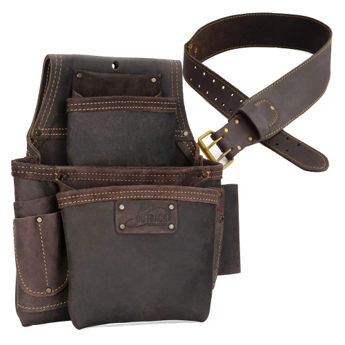 OX Pro 3.0'' Oil Tanned Leather Tool Belt & 3 Pocket Fastener Leather Pouch image