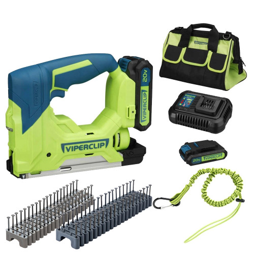 Viper Clip Staple Gun, 2x 2.0Ah Batteries, Charger, Tool Lanyard, Tool Bag & 400x Cable Clips image
