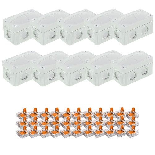 Wiska COMBI 206 LG Junction Box with 3x Wago 221-413 Splicing Connectors - Pack of 10 image