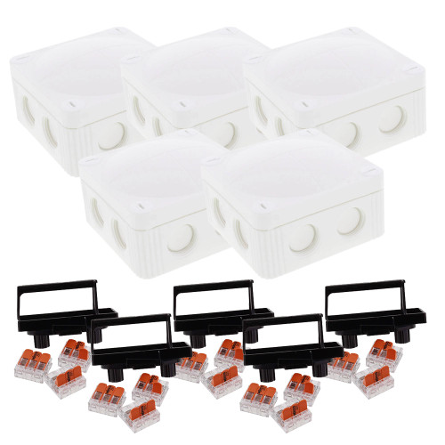 Wiska COMBI 308 WH Junction with 3x Wago 3-221-415 Splicing Connectors - Pack of 5 image