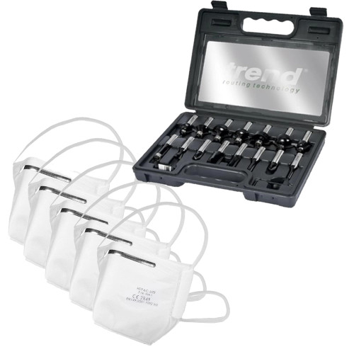 Trend SET/SS9X1/2TC 15 Piece 1/2"  Cutter Set & 5x  FFP2 HEPAC Filter Masks image