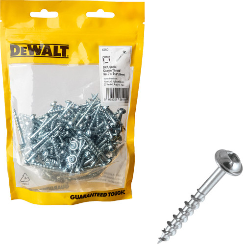 Dewalt No. 8ga x 1 1/2'' (38mm) Square Flange Pocket Hole Screw Coarse Thread - Pack of 250 image