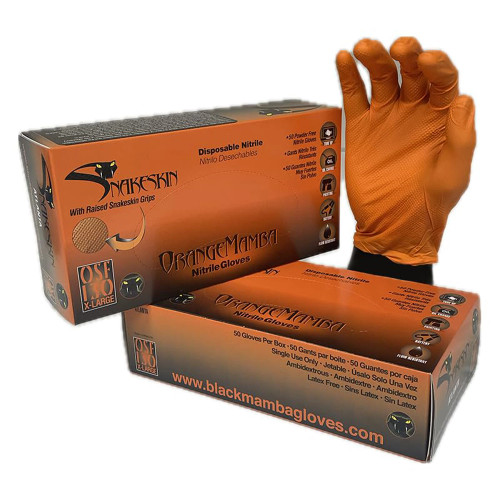 Orange Snakeskin Nitrile Disposable Gloves - Box of 50 image