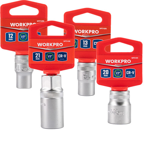 WORKPRO 4 Piece 1/2" Sq. 6-Point Socket Set image
