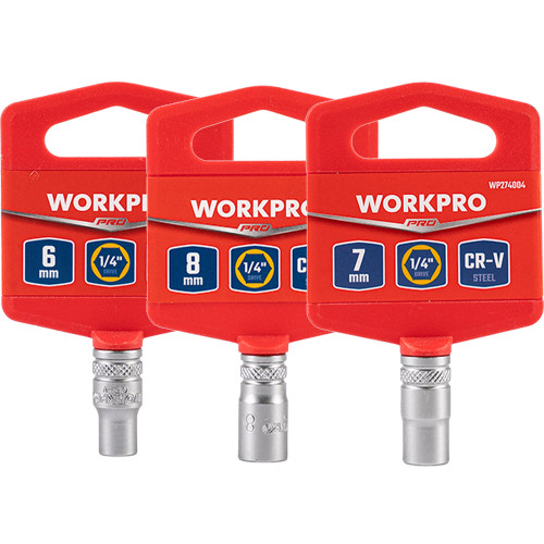 WORKPRO 3 Piece 1/4" Sq. 6-Point Socket Set image