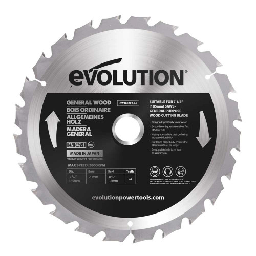 Evolution 185mm x 20mm 24T General Wood Saw Blade image