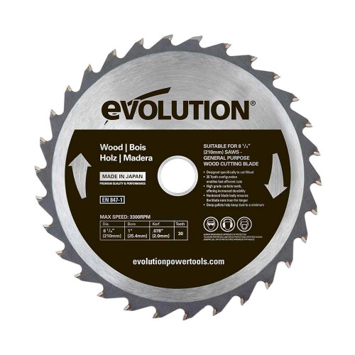 Evolution 210mm x 25.4mm 30T General Wood Mitre Saw Blade image