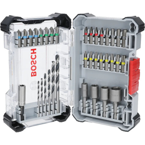 Bosch 35 Piece Extra Hard Screwdriver Bit & Metal HSS Drill Bit Set image