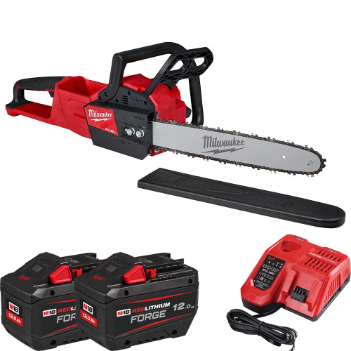 Milwaukee M18 FCHS-122 18V FUEL Brushless 40cm Chainsaw, 2x 12Ah FORGE Batteries & Charger image